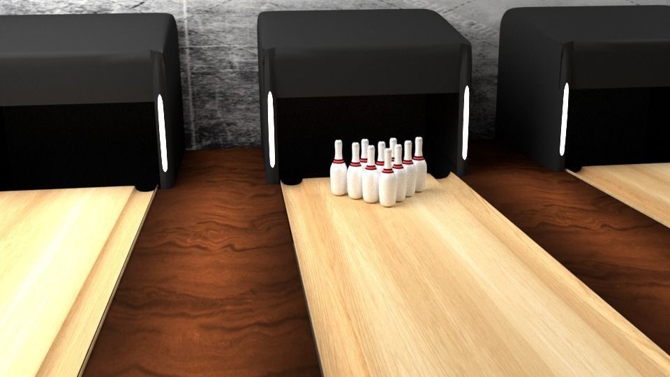 Bowling scene Fully Textured Animated  3D model_1