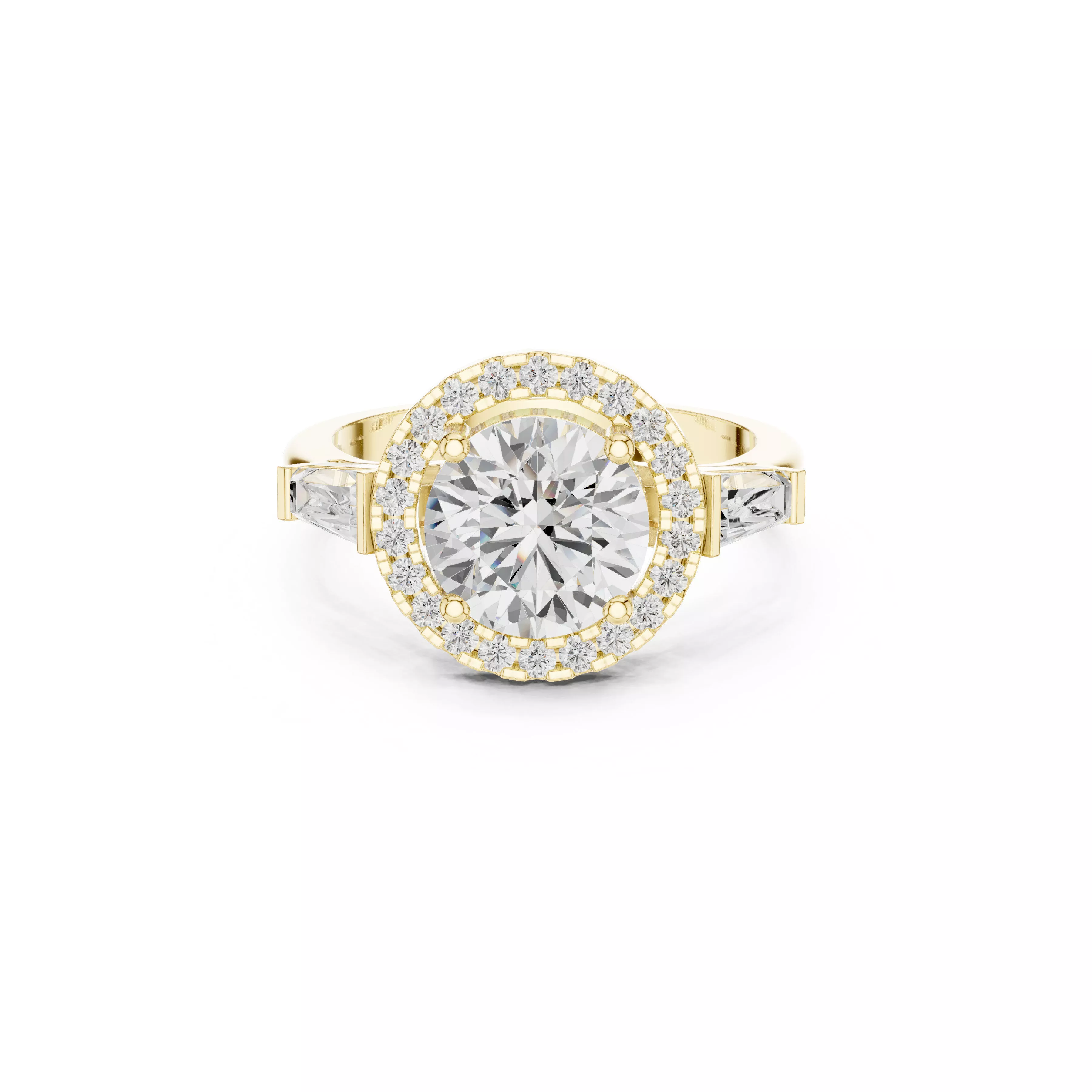 Halo Trillion Side Stone Diamond Engagement Ring CAD 3D print model