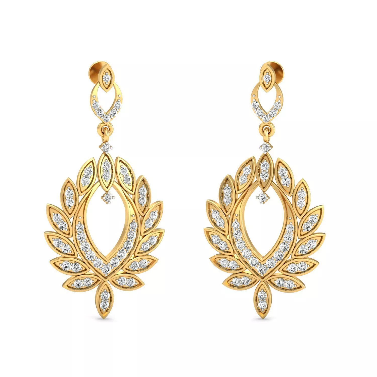 SILVER AND GOLD LONG EARRINGS 3D print model