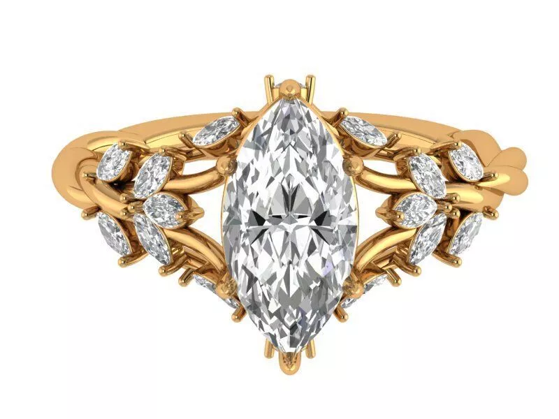 Marquise Engagement Unique Ring 3D print model