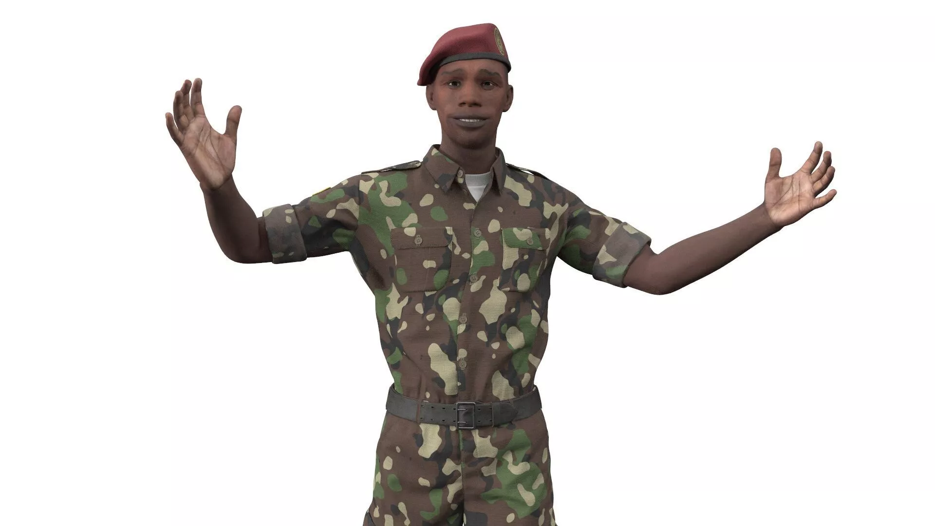 Somali Soldier Bright Camouflage Fur Rigged 3D model