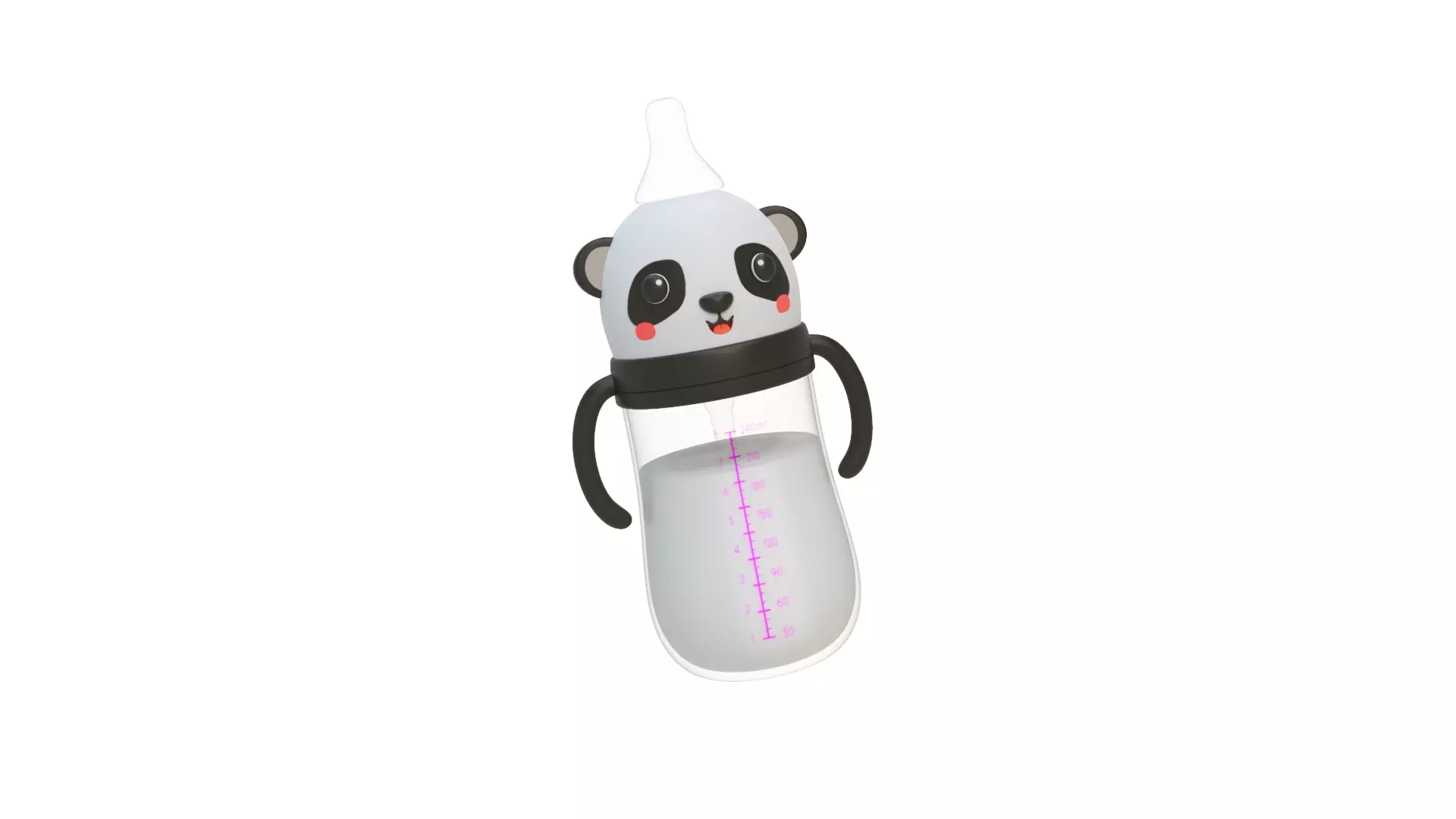 Cute Panda Baby Bottle Low-poly 3D model