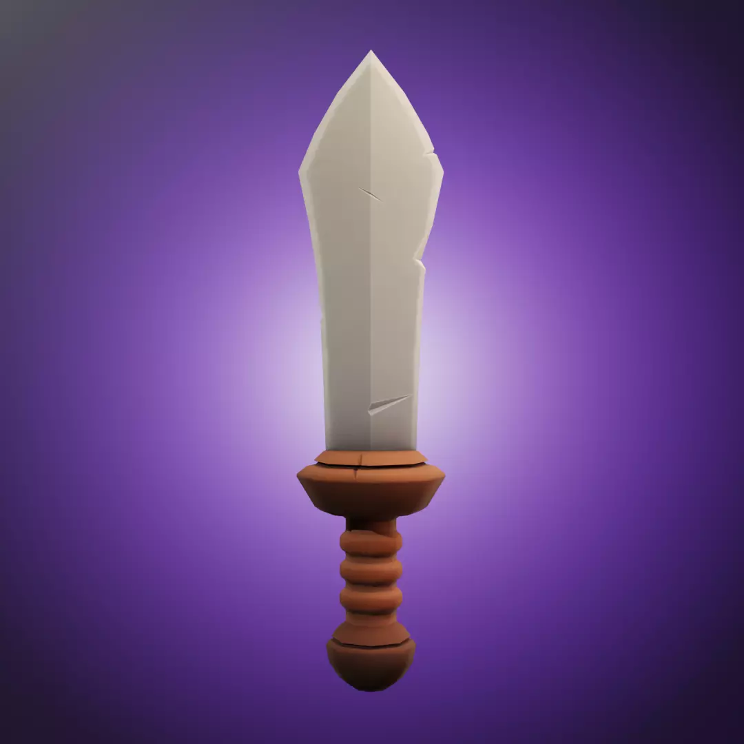 Battered sword Low-poly 3D model