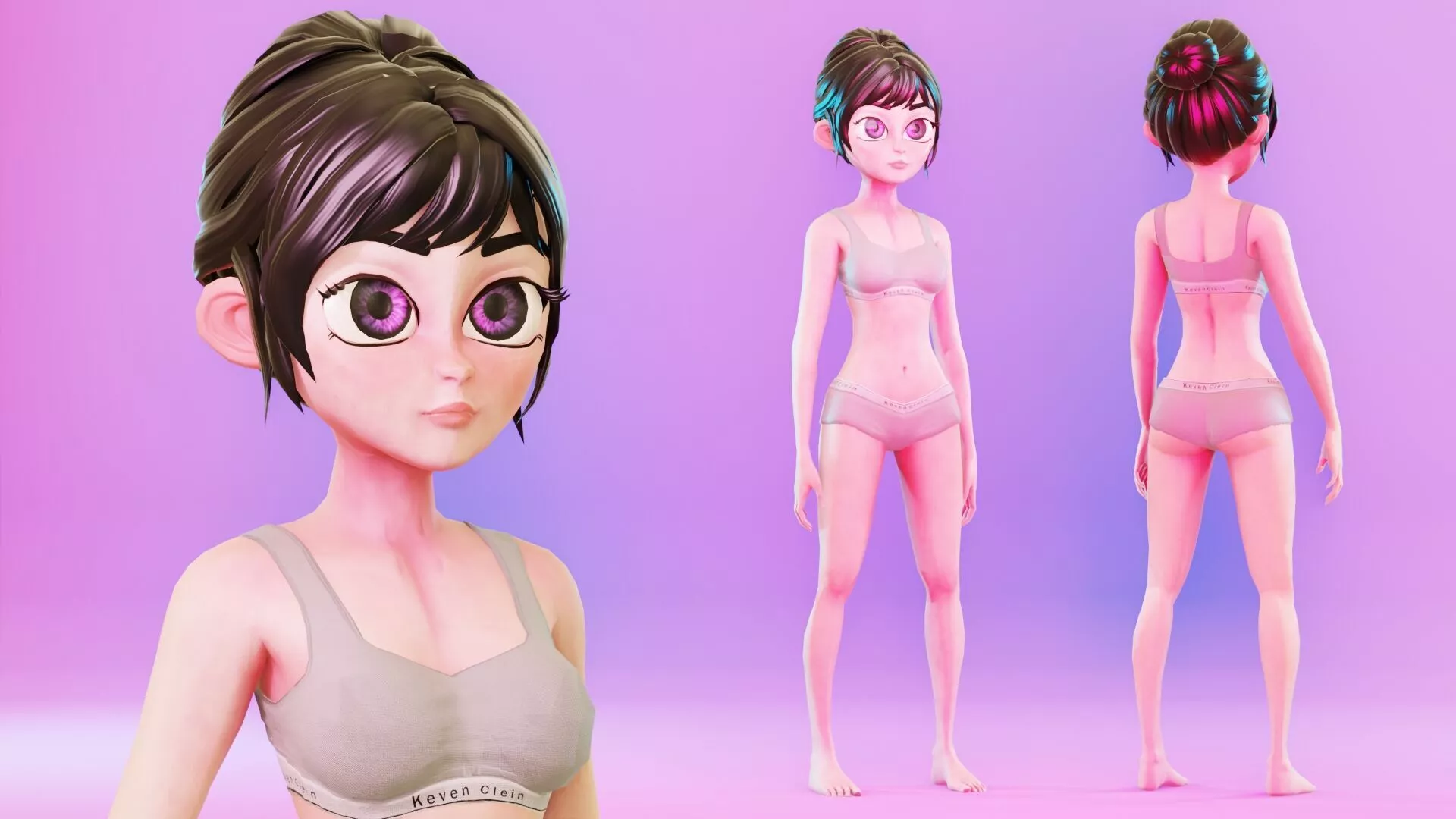 Stylized Teenage Girl Free low-poly 3D model