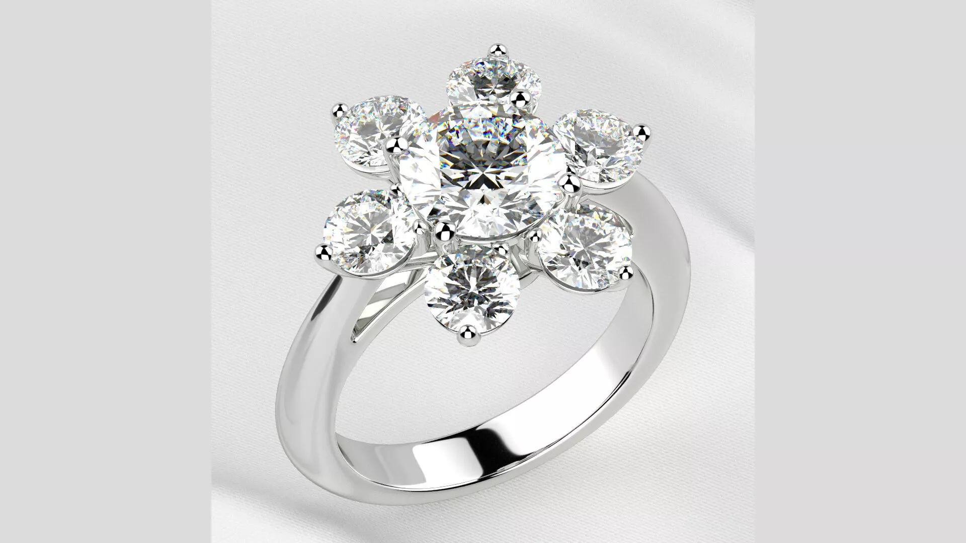 Tiffany Style Snowflake 7mm Stone Gold Ring 3D print model
