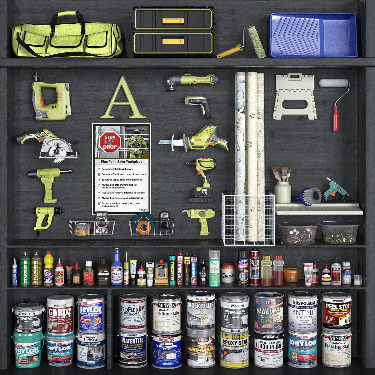 Garage Tool Storage pack 3D Model Low-poly 3D model