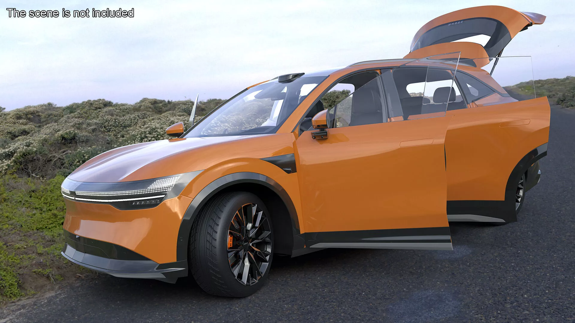 Zeekr 7X Urban Sunset Orange SUV Rigged 3D model
