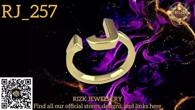 Initial Letter J Ring Style 3 Model RJ 257