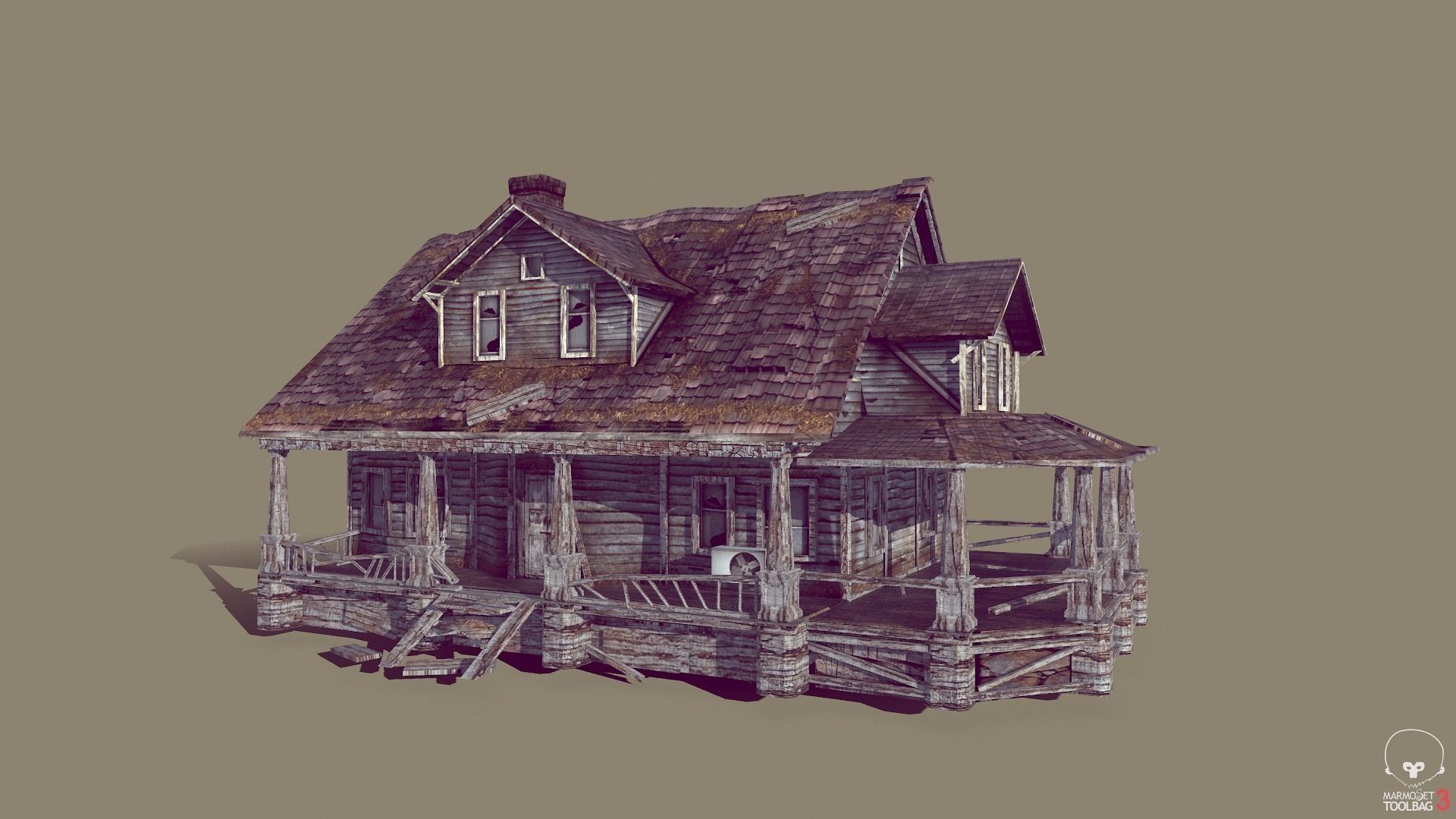 Old Abandoned House Low-poly 3D model_2