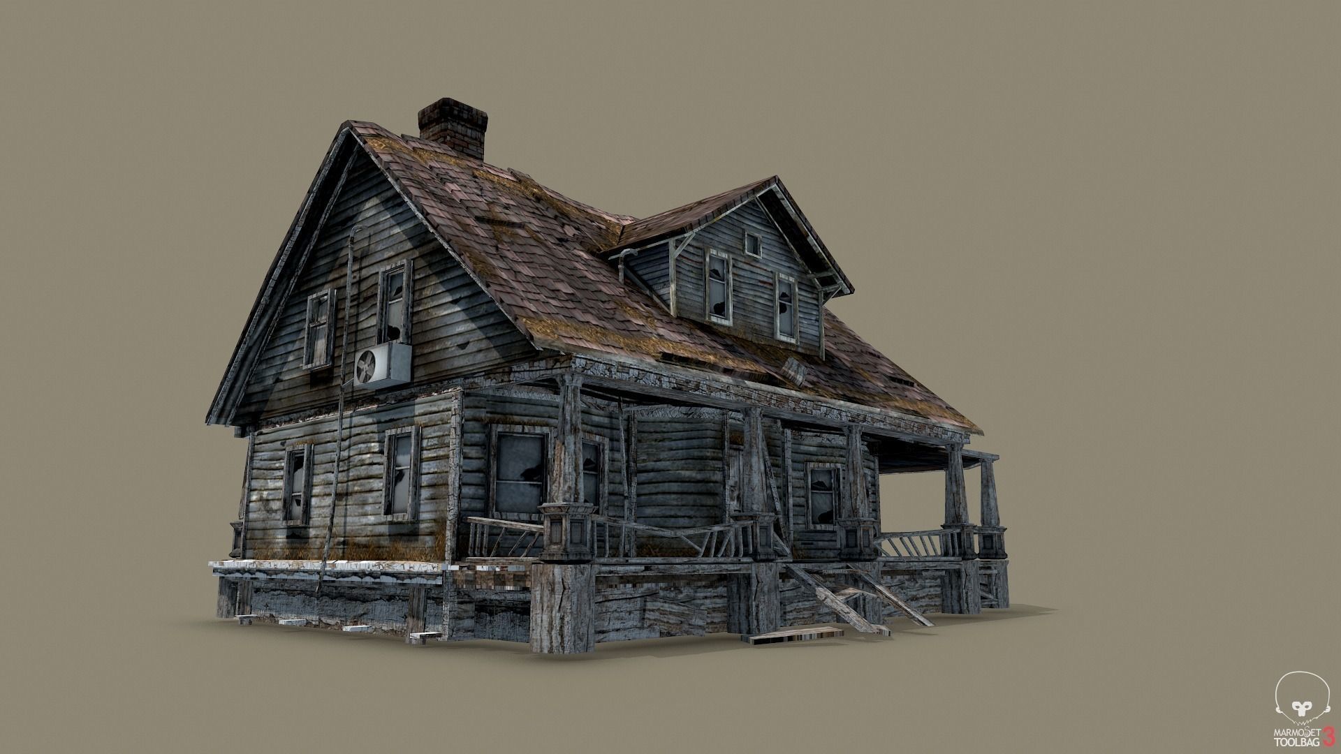 Old Abandoned House Low-poly 3D model_4