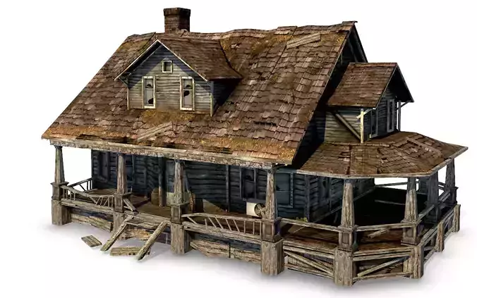 Old Abandoned House Low-poly 3D model
