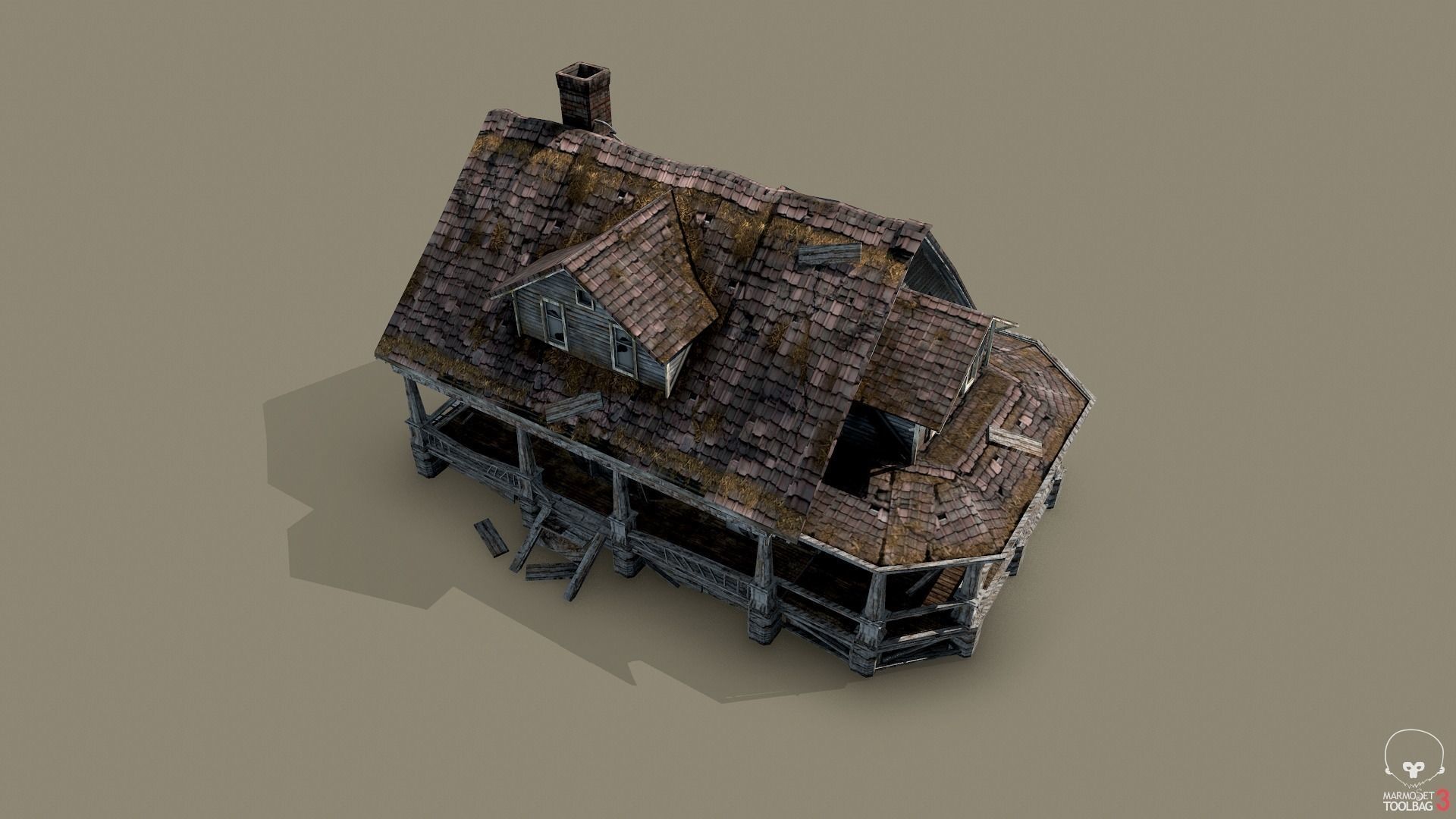 Old Abandoned House Low-poly 3D model_6