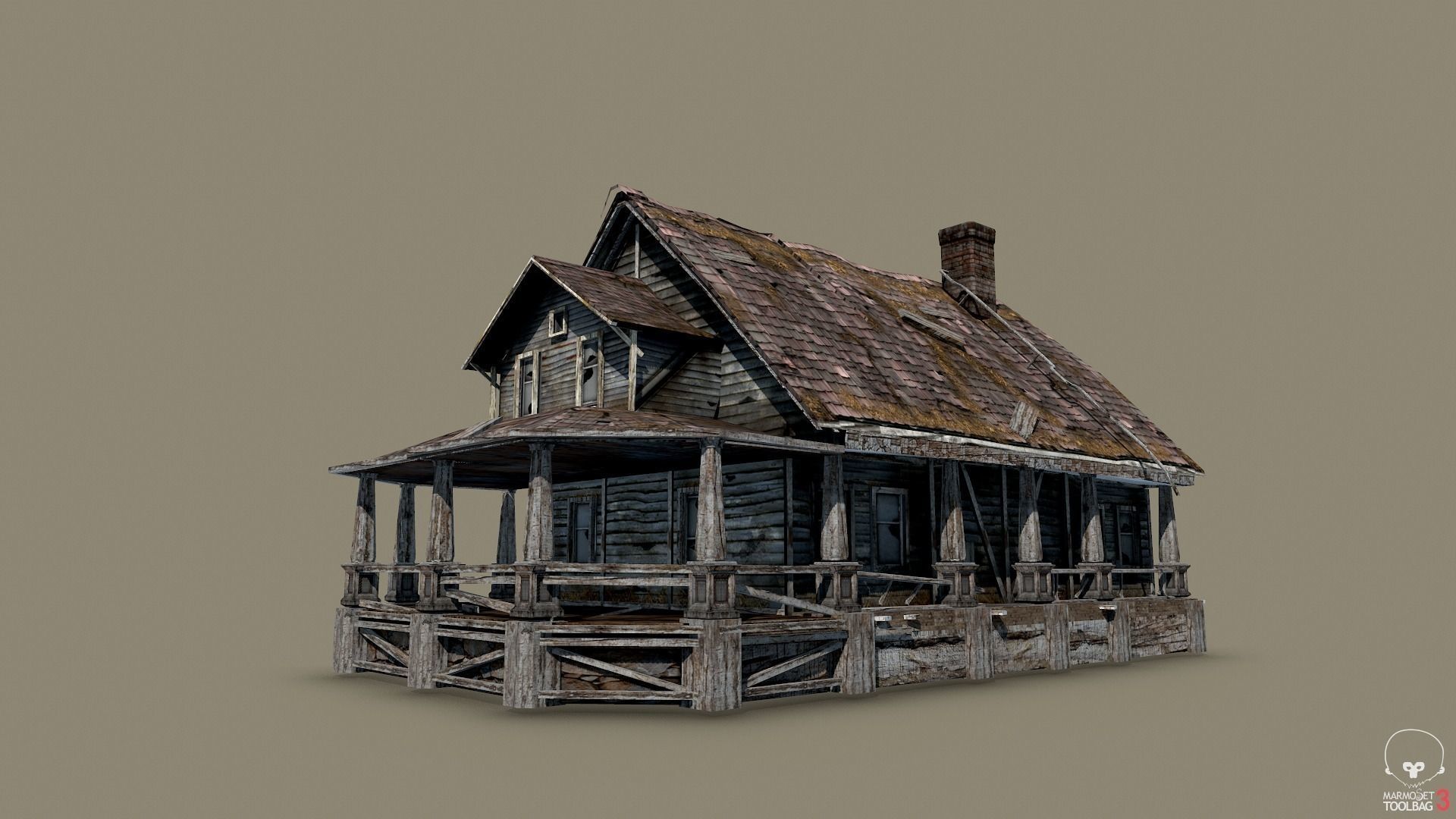 Old Abandoned House Low-poly 3D model_3
