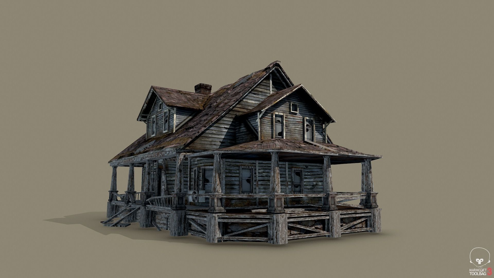 Old Abandoned House Low-poly 3D model_5