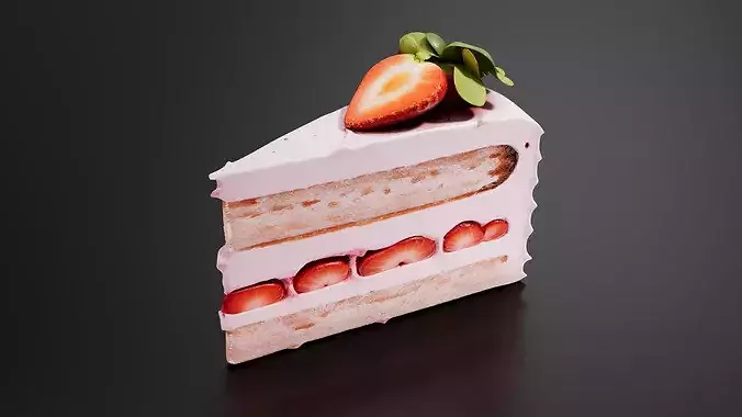 strawberry cake 3D print model 2