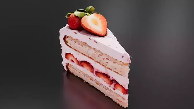 strawberry cake 3D print model 5