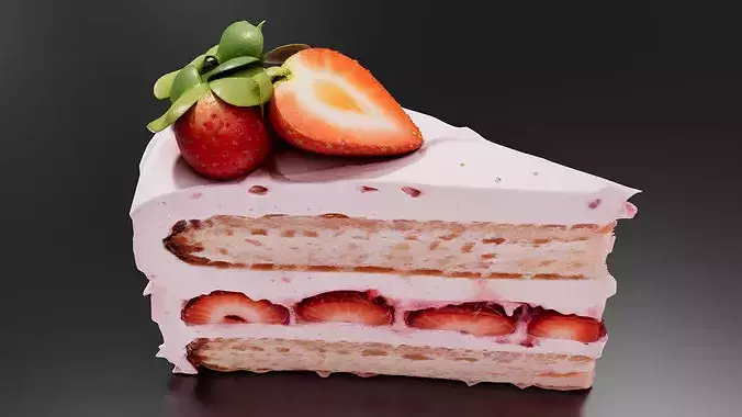strawberry cake 3D print model 4