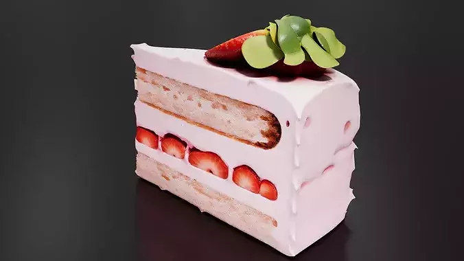 strawberry cake 3D print model 3