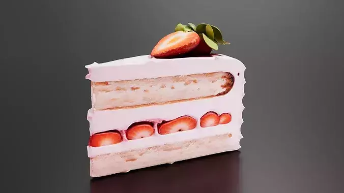 strawberry-cream-cake 3D print model 2
