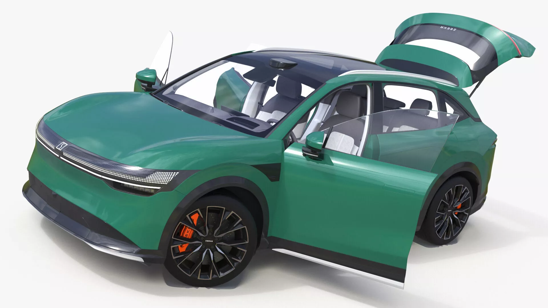 Zeekr 7X Emerald Green Electric SUV Rigged 3D model
