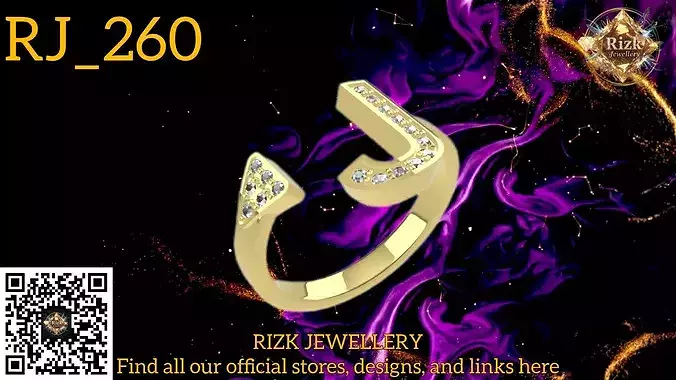Initial Letter J Diamond Ring Style 6 Model RJ 260