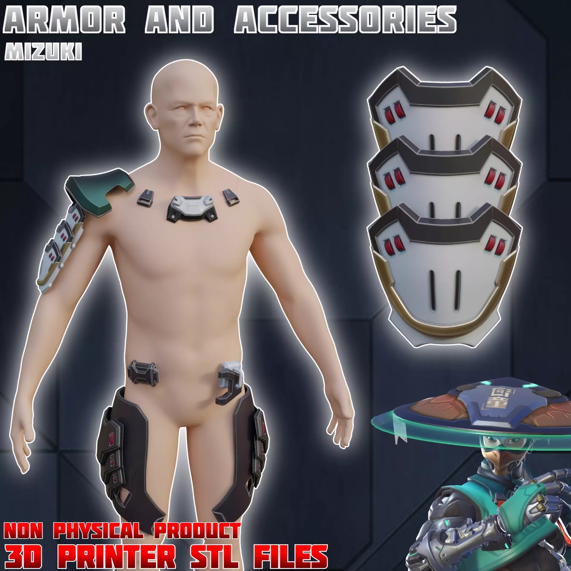 Mizuki Cosplay Armor and Accessories set from Overwatch 2 3D print model