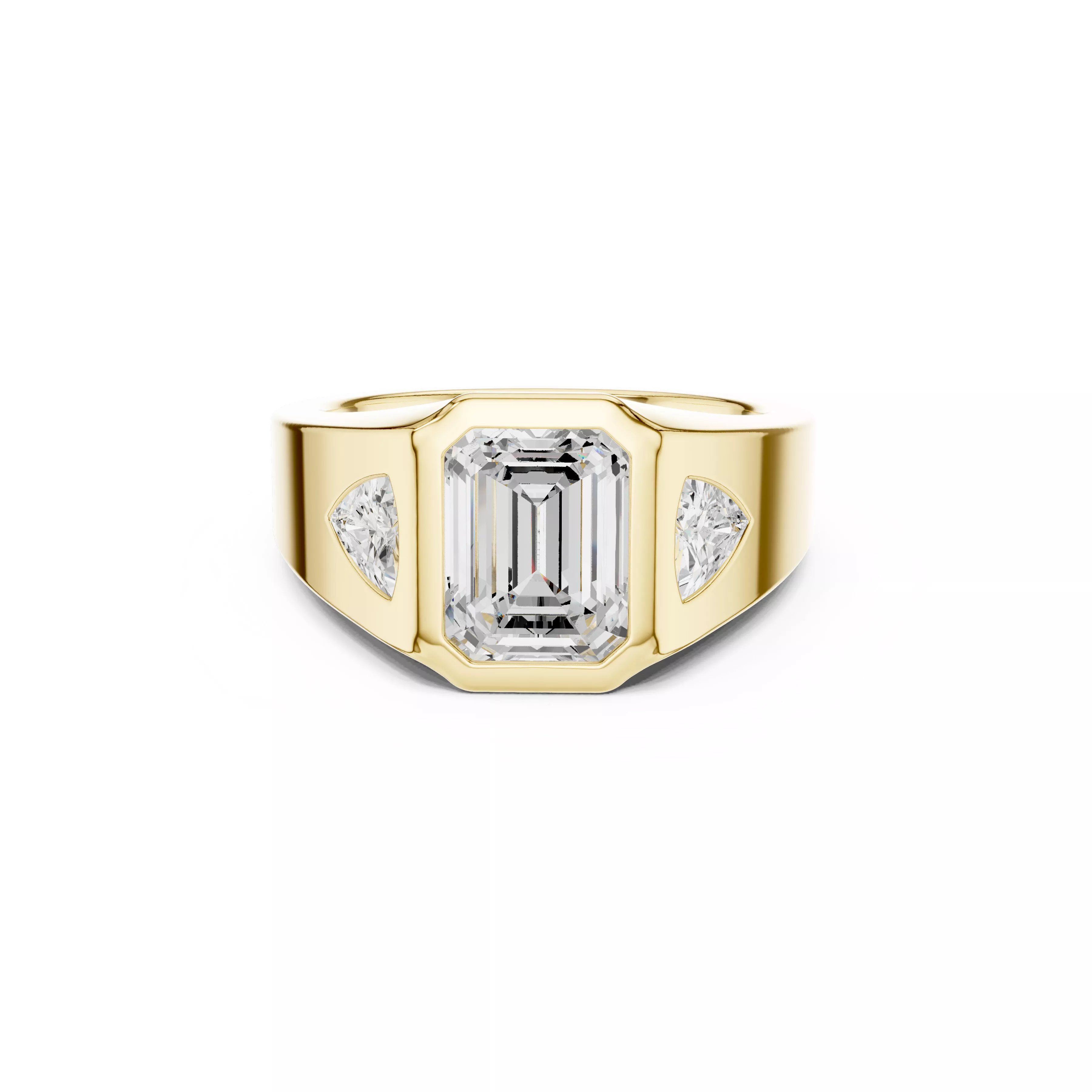 Emerald Cut Mens Diamond Signet Ring STL 3DM CAD 3D print model