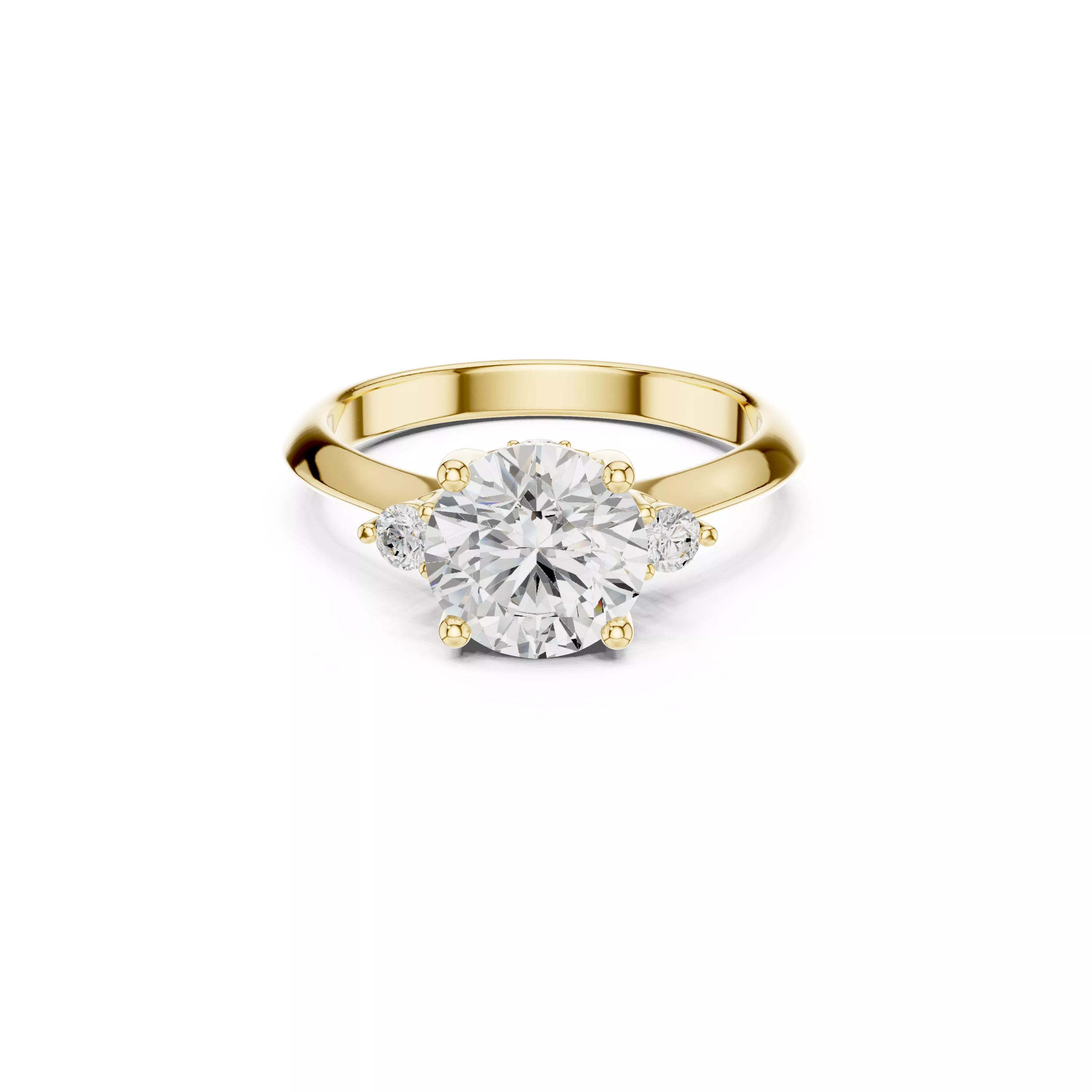 Round Cut Three Stone Diamond Engagement Ring CAD 3D print model