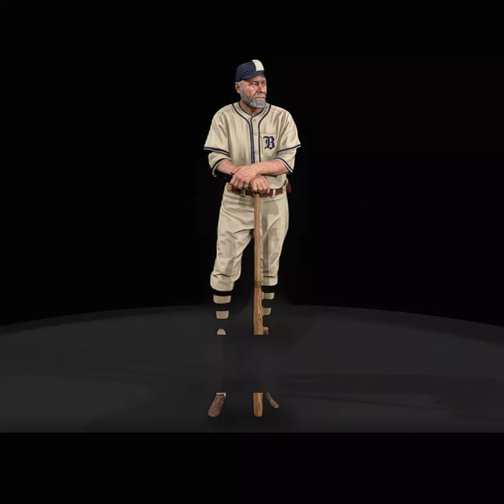 1950s Baseball player On Deck 3D print model