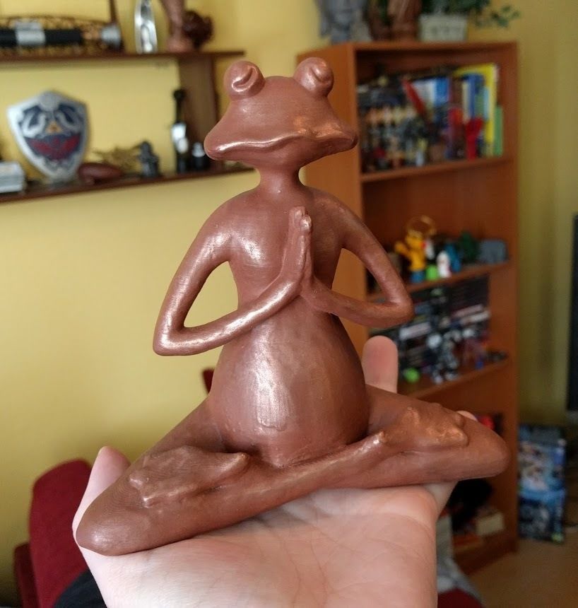 Meditating frog 3D print model_1