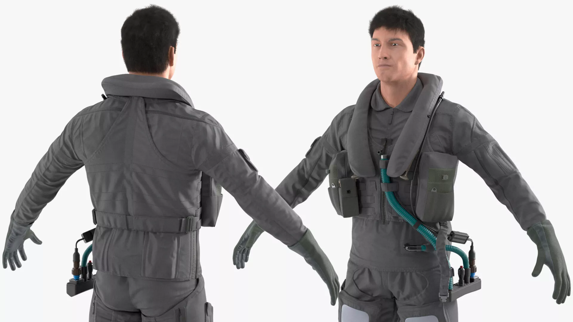 USAF Pilot A-Pose Fur for Maya 3D model