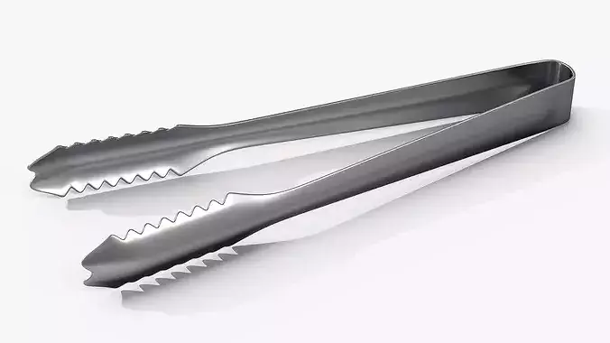 Stainless Steel Ice Tongs Serrated Edge 3D model