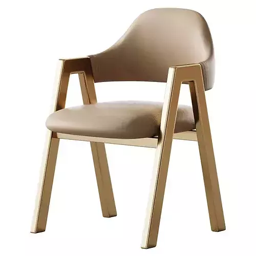Art Deco Padded Arm Chair Olive Green 3D model 7