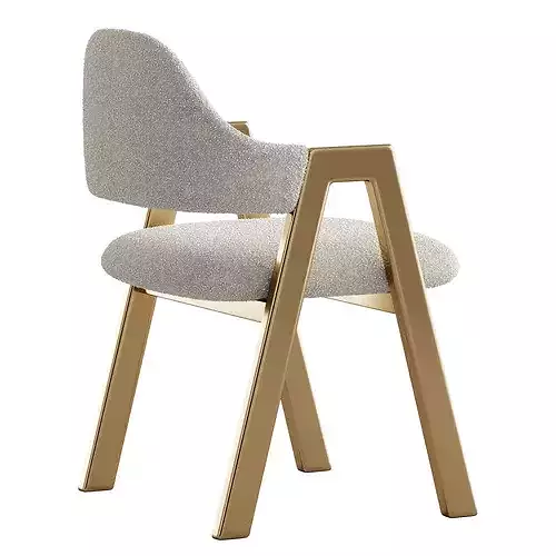 Art Deco Padded Arm Chair Olive Green 3D model 6