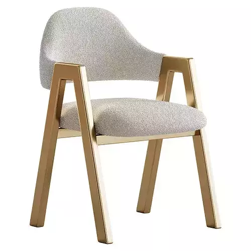 Art Deco Padded Arm Chair Olive Green 3D model 2