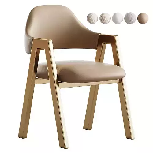 Art Deco Padded Arm Chair Olive Green 3D model