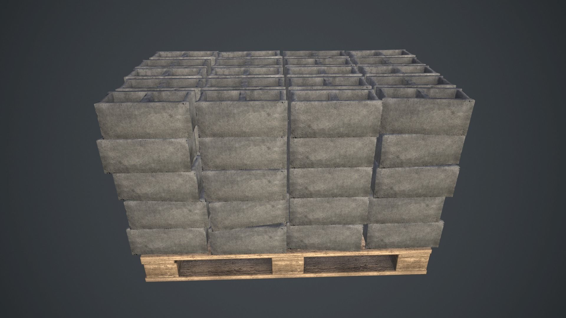 Pallet With Concrete Blocks PBR Game Ready Low-poly 3D model_2