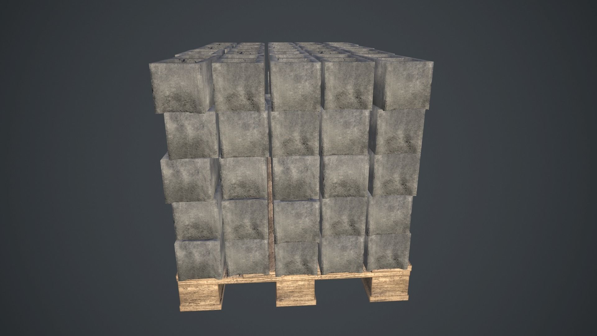 Pallet With Concrete Blocks PBR Game Ready Low-poly 3D model_6
