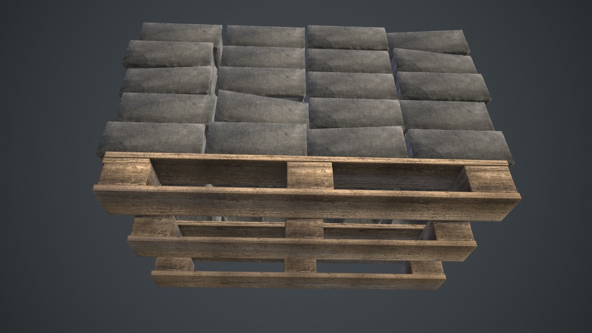 Pallet With Concrete Blocks PBR Game Ready Low-poly 3D model_3