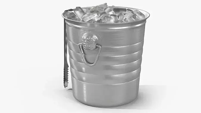 Bar Utility Ice Bucket with Tongs 3D model 6