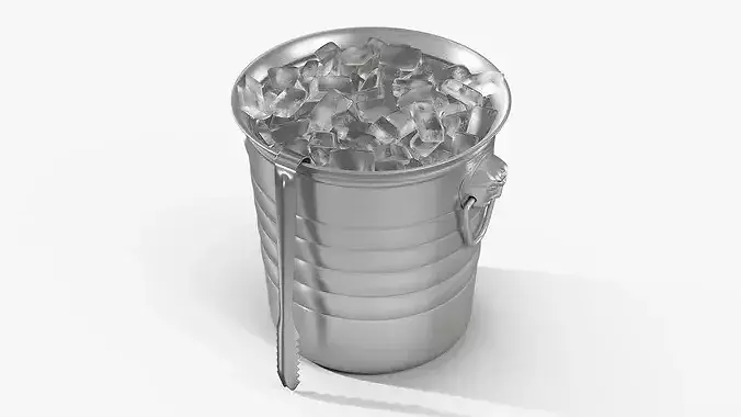Bar Utility Ice Bucket with Tongs 3D model