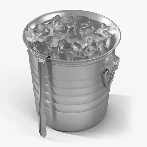 Bar Utility Ice Bucket with Tongs 3D model 7
