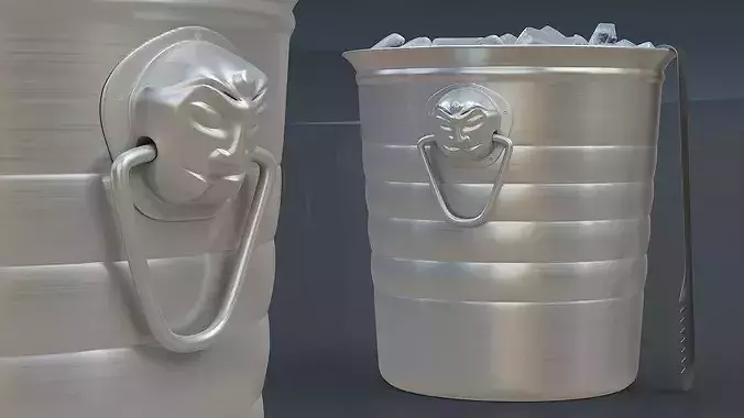 Bar Utility Ice Bucket with Tongs 3D model 5