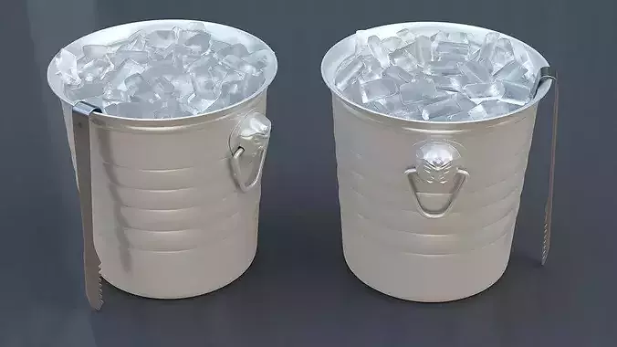 Bar Utility Ice Bucket with Tongs 3D model 4