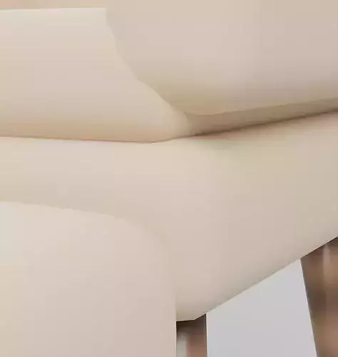 Mid-Century Living Room Set - Sofa Armchair Ottoman Table Low-poly 3D model 3