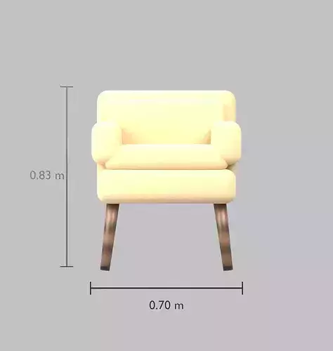 Mid-Century Living Room Set - Sofa Armchair Ottoman Table Low-poly 3D model 4