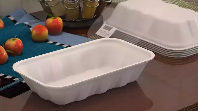 Disposable Food Container 3D model 4