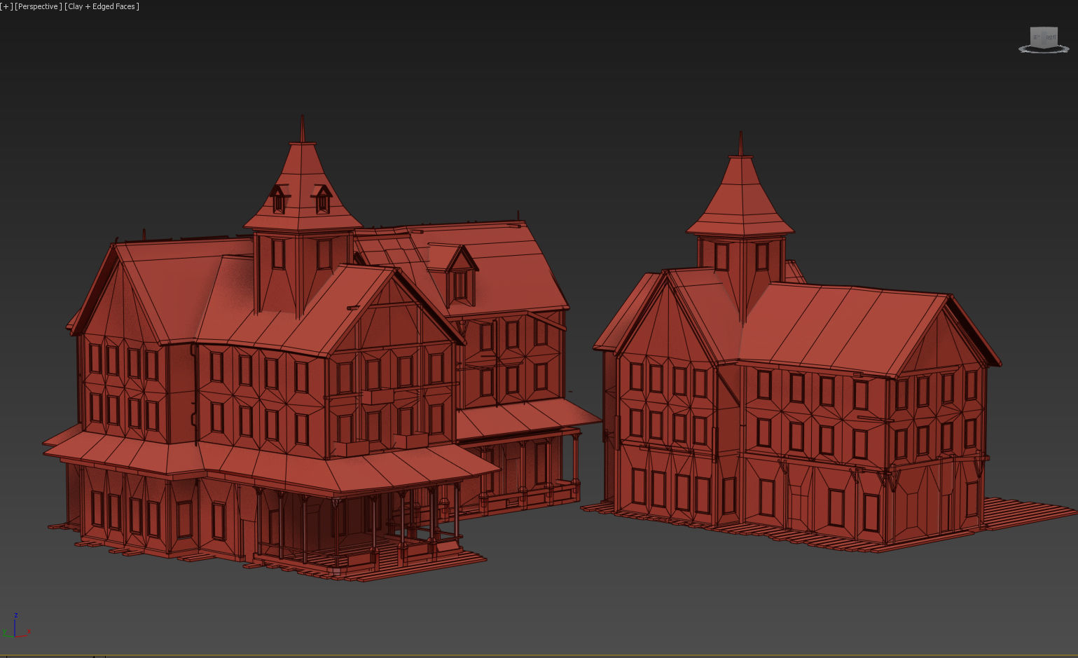 Old Abandoned Wood Building Low-poly 3D model_7