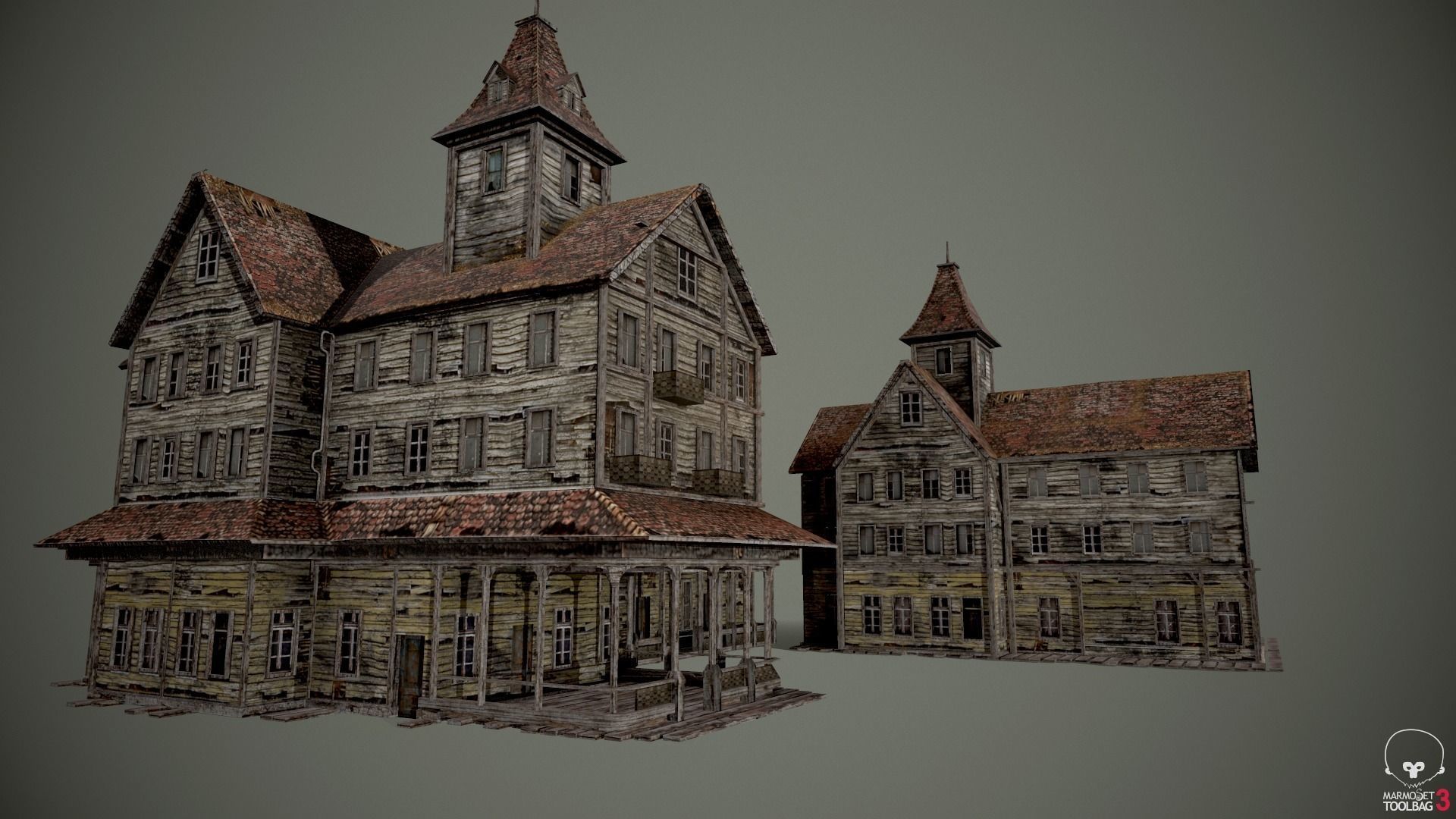 Old Abandoned Wood Building Low-poly 3D model_5
