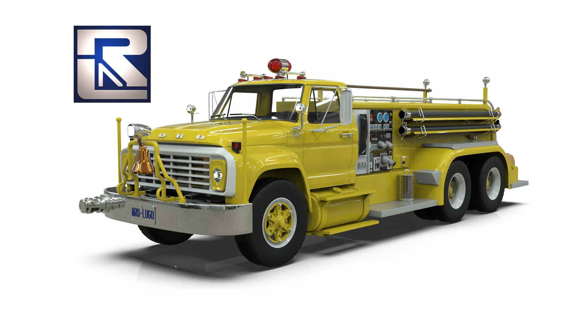 1975 Vintage Tandem Axle Commercial Firetruck Detailed 3D model